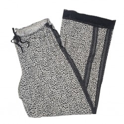 Pantalones de Pajamas con ojales mezcla modal blanco coqueta mediano