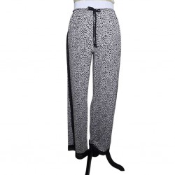 Pantalones de Pajamas con ojales mezcla modal blanco coqueta mediano