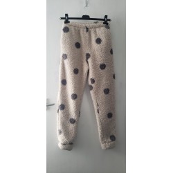 Women's Warm Fleece Pyjama Bottoms Size 8/10 Beige Mix