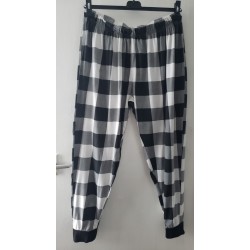 Women's Black & White Check Pyjama Bottoms Elastic Waist And Ankles Size Large