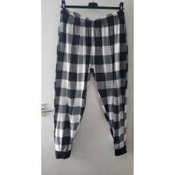 Women's Black & White Check Pyjama Bottoms Elastic Waist And Ankles Size Large