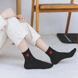 5 Pack Kawaii Cute Socks Women Red Heart Pattern Soft Breathable Cotton Socks Ankle-High Casual Comfy Socks Fashion Style White Short Socks