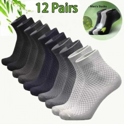 12 Pairs Bamboo Fiber Socks Socks Anti-Bacterial Deodorant Breathable Cotton Socks Business Middle Tube/Low Cut Socks For Sports, Hiking,