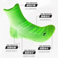 Men's Athletic Socks Mid-Cushion Terry Sole Sweat-Wicking Breathable Non-Slip Running Basketball Socks
