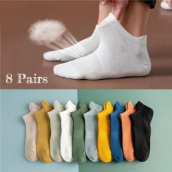 8 Pairs Men's Deodorant Sweat Absorbent Mesh Breathable Socks Sports Cotton Socks