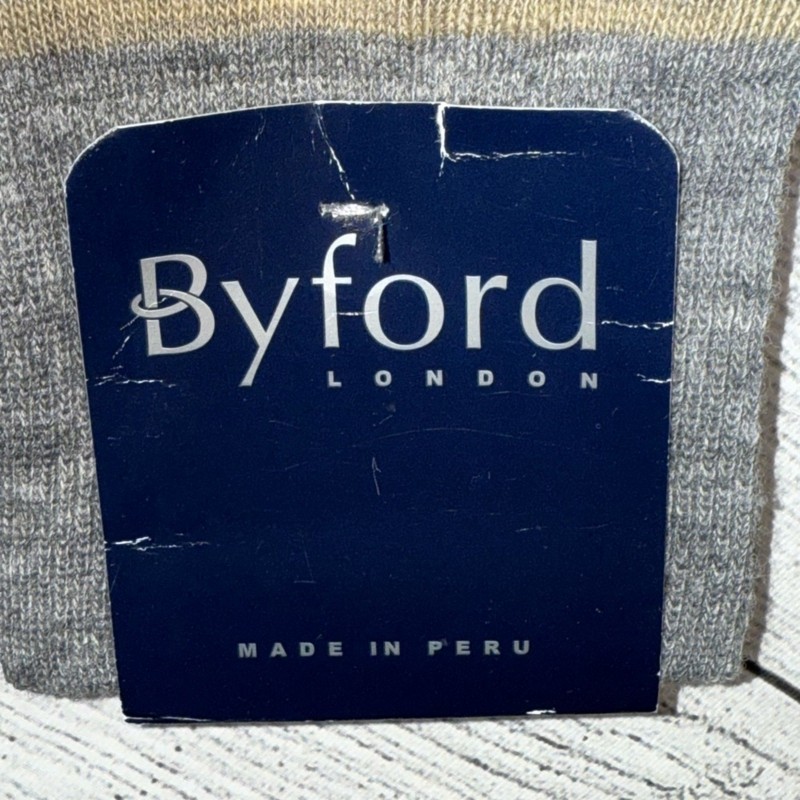 Byford London NWT Men's Brown Gray Striped Marino Wool Blend Socks Made in Peru