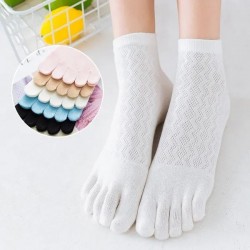 1/2 pair Five-finger Socks Women's Summer Cotton Thin Section Mesh Toe Socks Casual Short Socks Solid Color Boat Socks