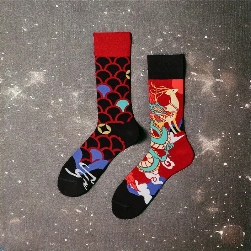 Dragon - Colorful Fashion ODD Socks Unisex Crew Socks UK 5-10