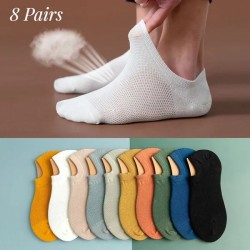 8 Pairs Men's Deodorant Sweat Absorbent Mesh Breathable Socks Sports Cotton Socks