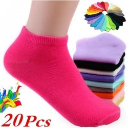 20/10 Pcs Multiple Styles Women Comfortable Candy Color Cotton Sock Most Fashionable Cute Socks Chausette Femme Women Ankle Socks Meias