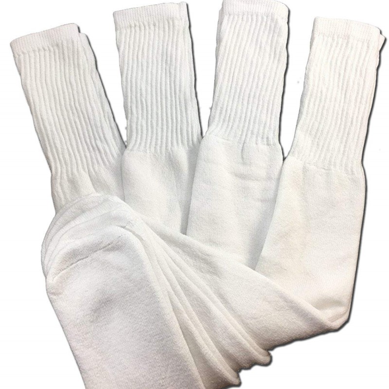 4 Pairs Mens White Tube Socks Big and Tall Extra Long Thick Cotton - 28 Inches