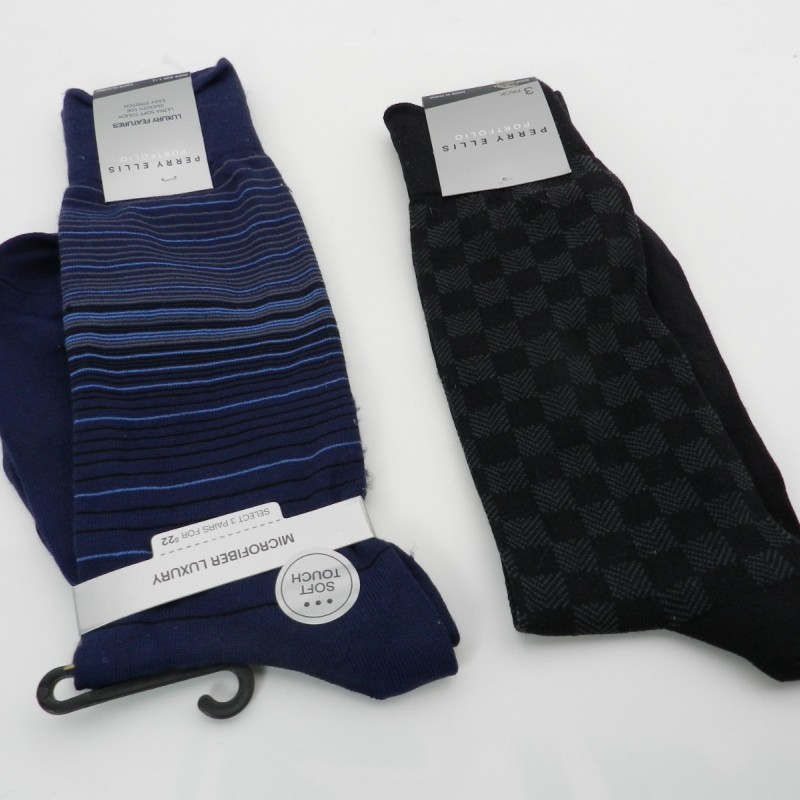 Perry Ellis Men's 2-Pk. Microfiber Patterned Socks
