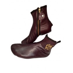 Burgundy Leather Winter Socks Slippers Islam Mest Feet Warmer & Halal Slippers