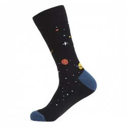 Colorful Cosmic Print Crew Socks - Trendy Cotton Socks for Men