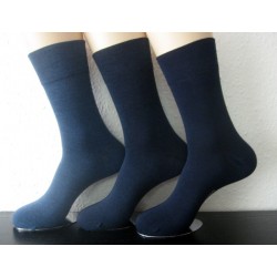 3 Pairs of Men's Socks without Elastic with lots of cotton wide soft edge 3 shades of blue