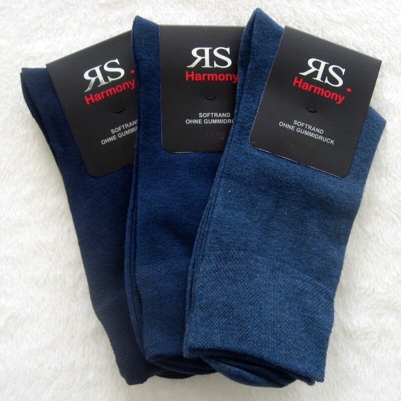 3 Pair Men Socks without Rubber With a Lot Cotton Wide Soft Rim 3 Blues