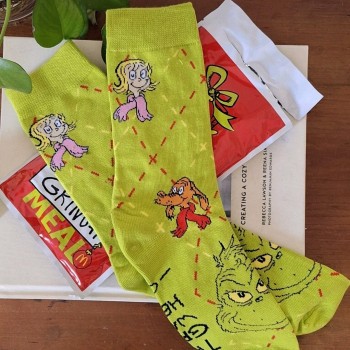 McDonald's Dr. Seuss’s The Grinch Meal Green Pair Spirited Socks NEW Open