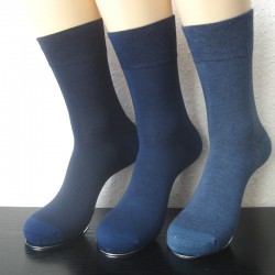 3 Pairs of Men's Bamboo Melange Socks Soft Edge No Elastic 3 Shades of Blue 39 to 46