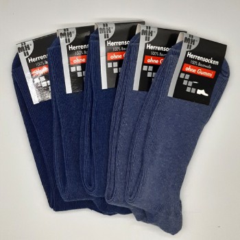 5 pairs of MH socks no elastic 100% cotton 1/1 rib blue tones 47-50