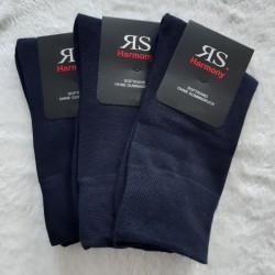 3 Pairs Men Socks Without Rubber with Plenty of Cotton Wide Soft Edge Dark Blue