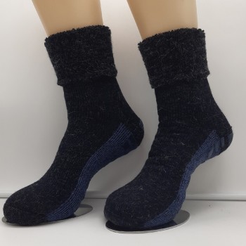 MH Men's ABS Stopper Socks Wool And Alpaca Wool Warm Turn Up Dark Blue 39-46