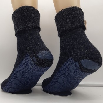 MH Men's ABS Stopper Socks Wool And Alpaca Wool Warm Turn Up Dark Blue 39-46