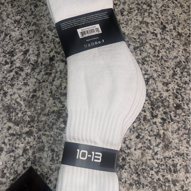 RND 4 Pack White High Performance Crew Socks Mens Size 10-13