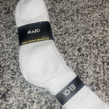 RND 4 Pack White High Performance Crew Socks Mens Size 10-13