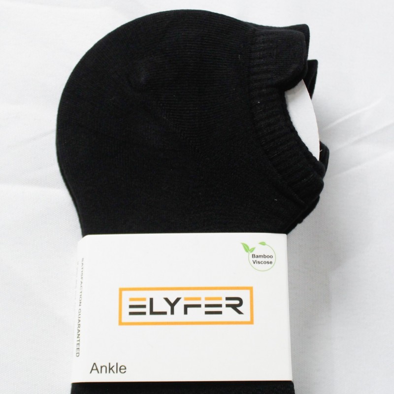 Elyfer Unisex 4-Pack Thin Bamboo Crew Length Ankle Socks DH3 Black 8-10 NWT