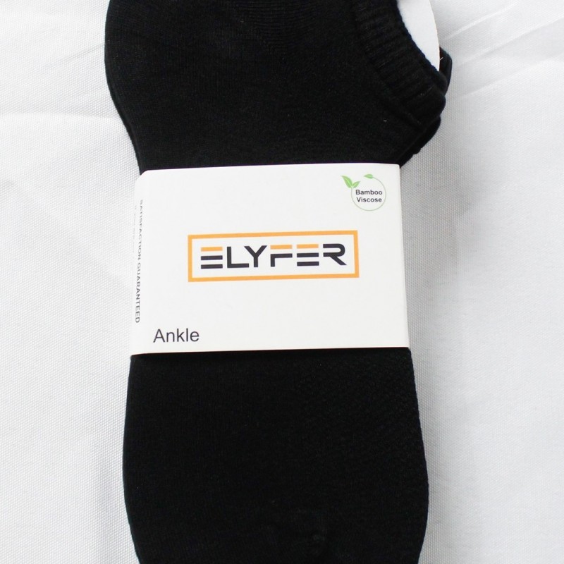 Elyfer Unisex 4-Pack Thin Bamboo Crew Length Ankle Socks DH3 Black 8-10 NWT