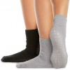 Women's Warm Fuzzy Grip Socks - LA Active - 2 Pairs Black/Grey - Non-Slip UK 4-8