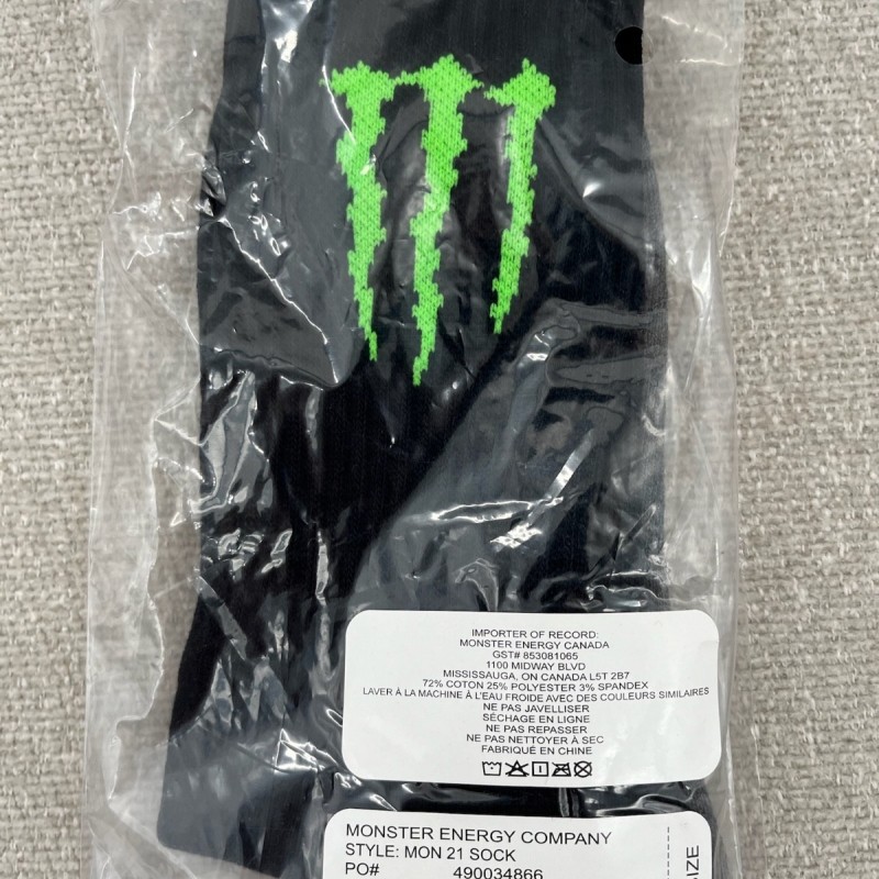 Monster Energy Company Crew Socks Men's One Size Black Logo Ribbed Casual Wear