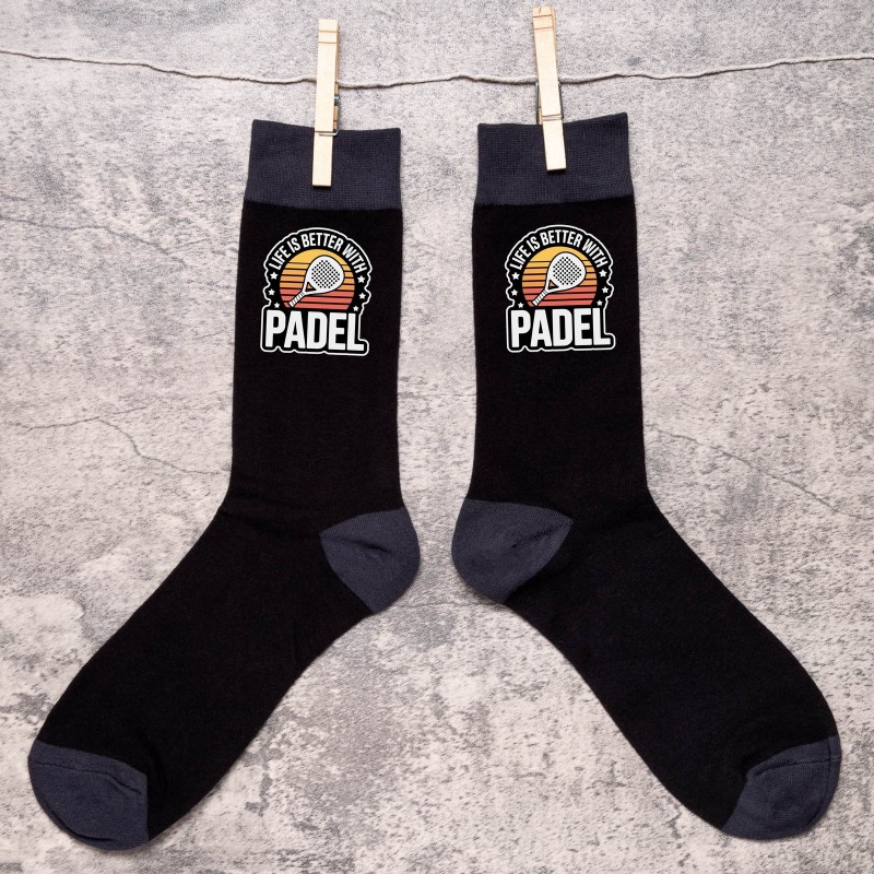 Father's Day Padel Life Is Better Men's Black Socks Fun Birthday