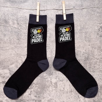 Padel Never Underestimate Old Guy Men's Black Socks Fun Father's Day
