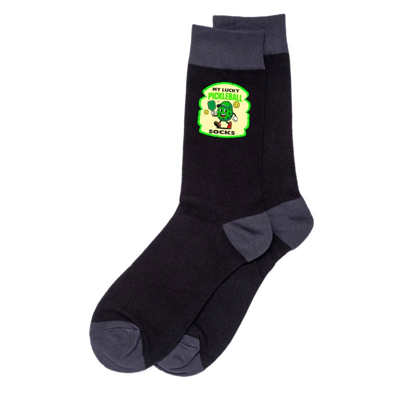 Father's Day My Lucky Pickleball Men's Black Socks Fun Gift For Dad