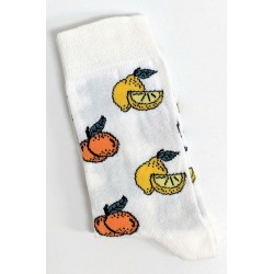 MENS ORANGES AND LEMONS FRUITY WHITE SOCKS UK 6-11 / EUR 39-45/ US 7-12