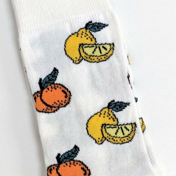 MENS ORANGES AND LEMONS FRUITY WHITE SOCKS UK 6-11 / EUR 39-45/ US 7-12