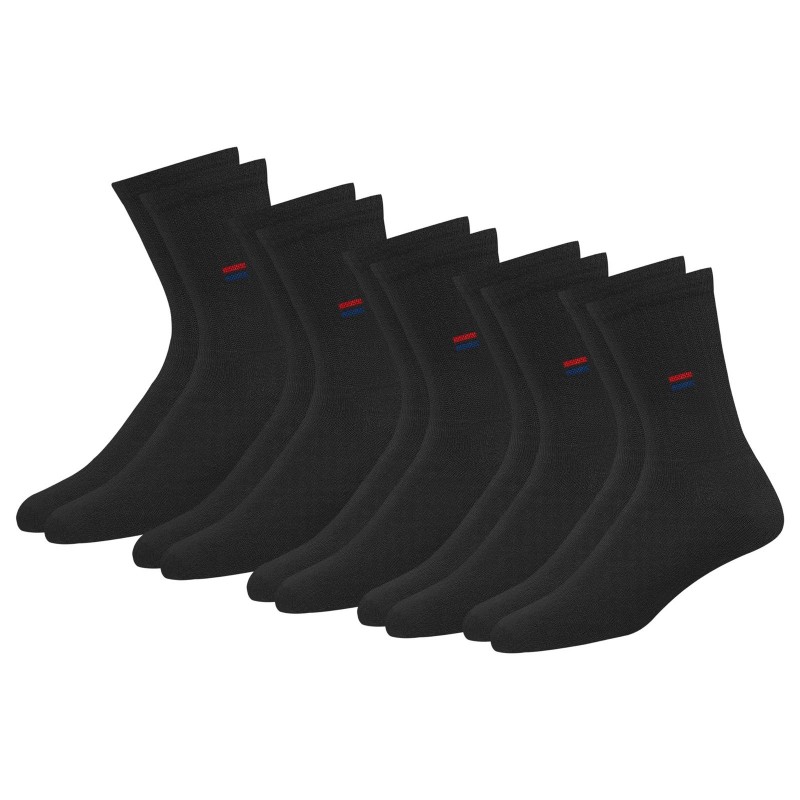 NAVYSPORT 5 Pairs Men's Crew Socks 9-12 Cotton Cushion (9-12, Large, Black 6p