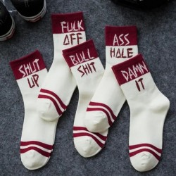 Women Men Fashion Cotton Socks Funny Cool Letter Print Socks