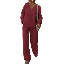 Women's Casual Two-Piece Sweatshirt Loose Wide-Leg Pants Sportswear Knitwear