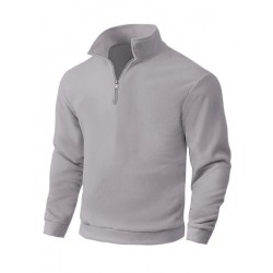 New Men's Stand Up Collar Zipper Sweatshirt Winter Warm Pullover Casual Sportswear