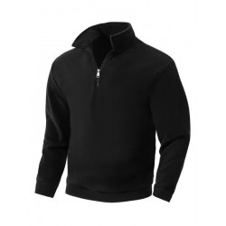 New Men's Stand Up Collar Zipper Sweatshirt Winter Warm Pullover Casual Sportswear
