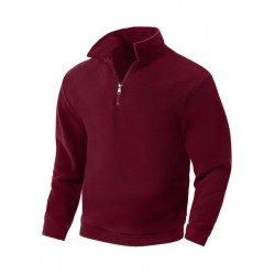 New Men's Stand Up Collar Zipper Sweatshirt Winter Warm Pullover Casual Sportswear