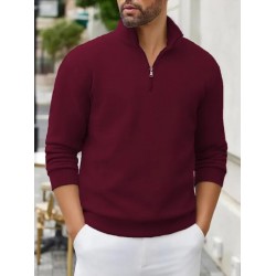 New Men's Stand Up Collar Zipper Sweatshirt Winter Warm Pullover Casual Sportswear