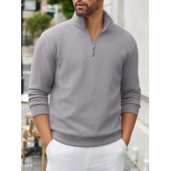 New Men's Stand Up Collar Zipper Sweatshirt Winter Warm Pullover Casual Sportswear