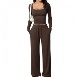 New Women's Two-piece Casual Pants Set with Long Sleeves and Sportswear