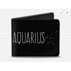 Bi-Fold Wallet Zodiac AQUARIUS/Constellation Black/White (US IMPORT)