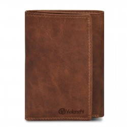Genuine Real Leather Trifold Men's Wallet - With Card Holder Slots, ID Window