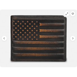 Mens Wallet USA Flag Bifold Wallet for Men RFID Blocking Full Grain Leather W