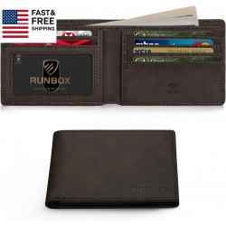 Wallet for Men Slim Leather Bifold RFID Blocking Minimalist Front Pocket Design
